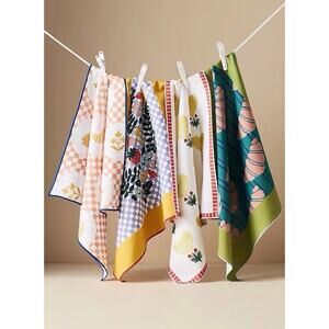 4 ANTHROPOLOGIE ANNIE LINEN BLEND PRINTED NAPKINS